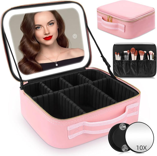 Cosmetic / Makeup Organizer Bag Large With Led Mirror
